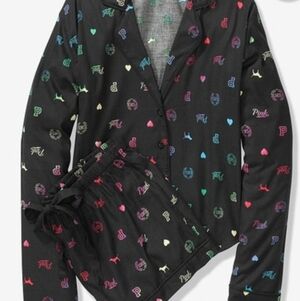 Victoria's Secret Pink Ombre Logo Cotton Pajamas Set
